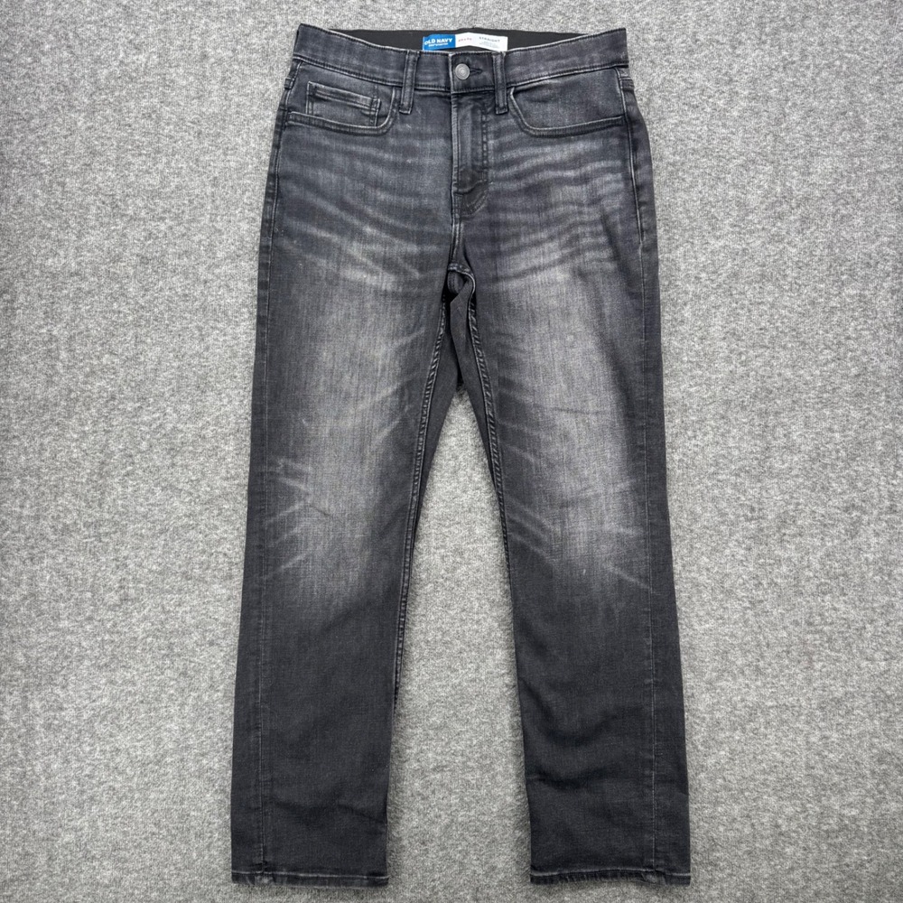 Old Navy Mens 360 Stretch Straight Leg Faded Black Jeans 29 Elastic waist